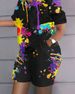2027 Summer Fashion European-USA Stylw Tracksuits Women O-Neck Short Sleeve T-Shirt + Shorts Two-Piece 3D Digital Color Printing Casual Sets S-6XL_ecoleips.com