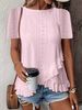 Women's Fashion Casual Solid Color T-Shirt Round Neck Short Sleeved Spring Summer New American_ecoleips.com
