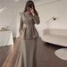 Women's Long Sleeve Top And Solid Color Long Skirt Set Elegant Comfortable Muslim Fashion Style For Spring 2025_ecoleips.com