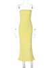 Hugcitar Elegant Solid Strapless Ruffles Sexy Bodycon Maxi Prom Dress Summer Spring Women Fashion Outfit Birthday Party Festival_ecoleips.com