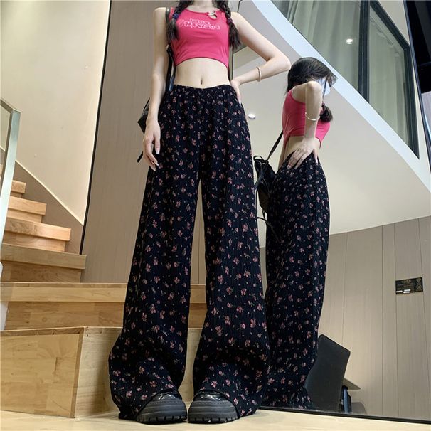 Women's Digital Print Heavyweight Slimming Straight Leg Trousers Casual Simple Style Summer Sportswear_ecoleips.com