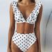 High Waisted Two Piece Polka Dot Bikini Set For Women Ruffle Design Sexy Cross Polyester Bikini_ecoleips.com