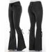 Women's Clothing Jeans Mid Waist Flared Lace Up Denim Trousers Stretch Jeans Women's Flared Pants_ecoleips.com