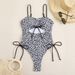 Sexy Leopard Print One Piece Swimsuit High Waisted Tight Drawstring Split Bikini Swimwear For Women Summer Beach_ecoleips.com
