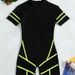 Women's Clothing Mesh Stitching Contrast Color Tight Hip Lifting One Piece Long Sleeved Diving Suit Surfing Suit Sports Bikini_ecoleips.com