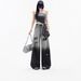 American Retro Black And Gray Gradient Ripped Jeans For Women, 2025 Autumn New High-waisted Loose Wide-leg Long Pants_ecoleips.com