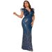 Fat Woman Deep V Neck Sequined Evening Dress European American Style Slim Fit Long Party Dress for Banquet Temperament_ecoleips.com
