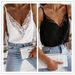 Women's Clothing Solid Color Suspenders New Lace Patchwork V Neck Low Cut Slim Fit Small Suspenders_ecoleips.com