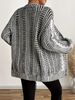 Vintage Knit Cardigan – Oversized V-Need Cable Sweater With Lantern Sleeves, Chunky Acrylic Blend, Boho Open Front Coat For Women_ecoleips.com