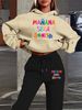 Women's Autumn And Winter Fashionable Casual MANANA Pattern Printed Thick And Plush Warm Hooded Sweatshirt+sports Pants Set-767_ecoleips.com