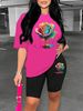 Summer Women's Casual Fashion Rose Graphic Print Loose T-shirt+shorts Two-piece Sportswear Suitable For Daily Wear-63_ecoleips.com