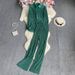 Embroidered Blouse & High-Waisted Wide Leg Pants Set – Casual Elegance For Autumn (Blush/Pink/White/Black/Red, One Size Fits Most)_ecoleips.com
