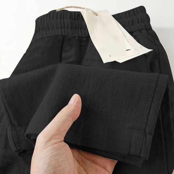 Women's Clothing Women's High-Waisted Wide Leg Pants Solid Color Linen Crop Summer Thin Loose Fitting Trousers_ecoleips.com