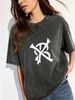 Women's Retro Vintage Wash Tee, Loose Fit Streetwear Daily Wear Top_ecoleips.com