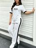 Women's Summer Milan Letter Print Two Piece Set Fresh Short Sleeve Top And Sweatpants 8002 Print_ecoleips.com