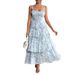 DiYun 2025 Spring/Summer European And American Style Floral Print Contrast Color Chiffon Strap Dress For_ecoleips.com