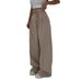 Women's Casual Spot Design High Waist Lace Up Slim Straight Trousers_ecoleips.com