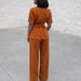 Women's Belted Wide Leg Pants Suit European American Style Spring New Commuter Office Clothing Set_ecoleips.com