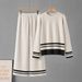 Women's Fashionable Casual Comfortable Knitted Color Blocked Two Piece Set Relaxed Everyday Wear Versatile Comfortable Feshion Trend_ecoleips.com