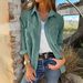 Women's Corduroy Shirt Jacket – Vintage Rivet Pocket Overshirt With British Style (S-XXL, Green/Brown)_ecoleips.com