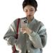 Petite Women's Baseball Autumn Winter French Niche Design Fleece-Lined Jacket Top Internet Celebrity Ins Trend_ecoleips.com