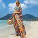 Women's Floral Print Beach Cover Up Dress - Lightweight 100% Cotton Kimono Robe For Swimwear, Sun Protection & Vacation, Boho Chic Summer Outerwear_ecoleips.com