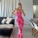 Women's European American Style Slip Dress Sexy Slim Fitting Waist Cinching Long Dress Elegant Bodycon Floral Vacation Style_ecoleips.com