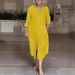 Women's Clothing Loose Ladies Pocket Casual Lapel Single Breasted Cotton And Linen Dress_ecoleips.com
