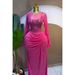 Women's Flocked Floral Mesh Dress With Slip - Elegant Ruffle Sleeve Bodycon Dress For Fall_ecoleips.com