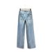 Women's Clothing Fashion Star Hot Diamond Straight Jeans For Women Hot Style Washed High Waist Loose Slim All Match Wide Leg Trousers_ecoleips.com