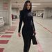 European And American Women's Clothing 2024 Autumn New Fashion Street Style Slim-fit High-neck Long-sleeve Elegant Dress_ecoleips.com