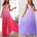 Women's Clothing New V Neck Suspenders Pleated Lace Up Large Swing Slit Holiday Style Dress_ecoleips.com