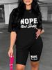 Summer Women's Casual Fashion Letter Graphic Print Loose T-shirt Shorts Two-piece Set Summer Sportswear Suitable For Daily Wear-158_ecoleips.com