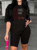 Summer Women's Casual Fashion She Letter Fashion Printed Loose T-shirt+shorts Two-piece Sportswear Suitable For Daily Wear-36_ecoleips.com