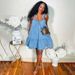 Women's Vintage Denim Lace-Up Camisole Dress Loose Slimming Ruffled Edge Midi Skirt Sweet Versatile Autumn Outfit_ecoleips.com