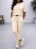 Women's Solid Color T-Shirt And Elastic Waist Pants Two Piece Set Simple Label Spring Summer Casual Comfortable Clothing_ecoleips.com