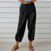 Suitable For All Seasons 2024 New Loose High-Waist Button Cotton Linen Nine-Point Wide-Leg Women's Pants_ecoleips.com