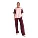 Women's Clothing Summer Contrast Color Round Neck Short Sleeve T Shirt Fashion Casual Wide Leg Pants Set_ecoleips.com