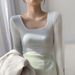 2025 Selected High Elasticity Thread Cotton Square Neck T-Shirt Women's Long Sleeves In Autumn 2025, New Style For Outerwear_ecoleips.com