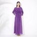 Verve Pleated Fashionable Elegant Women's Unique Sunflower Design Top High Waist Long Skirt Two-Piece Set_ecoleips.com