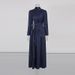 "Elegant Satin Stand Collar Long Dress – Rhinestone & Ruffle Detailing, Women's Formal Evening Gown For Special Occasions"_ecoleips.com