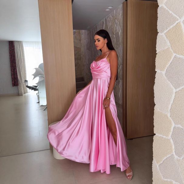 Women's Clothing New Russian Sexy Solid Color Slit Suspender Dress_ecoleips.com