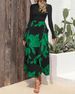 Women's Elegant Floral Casual Round Neck Long Sleeve Dress, Patchwork Ruffle Design, Perfect For Fall & Winter Daily Wear_ecoleips.com