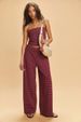 Sexy Slim Casual Striped Suit, Color Matching Tube Top, Fashionable Elastic Trousers Two-piece Set_ecoleips.com