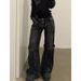 Y2k Dark American Retro Jeans With Deconstruction Design, Street Hip Hop Wide Leg Pants, Loose Trousers_ecoleips.com