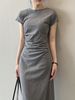 Slim Fit A-Line Midi Dress Women's Short Sleeve T-Shirt Dress High Waist Pleated Spring Summer Autumn Commute Style Casual Dress_ecoleips.com