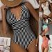 Women's Clothing Multi-Color Print One Piece Bikini Swimsuit V-Neck Slimming Adjustable Back Padded Bra Sexy Vacation Style_ecoleips.com
