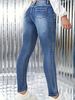 Women's Clothing Stretchy Skinny Jeans Fashionable Versatile Slimming Blue Denim Trousers Simple_ecoleips.com