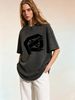 Women's Loose Fit Vintage Tee, Washed Finish Short Sleeve Top For Street Style And Summer Comfort_ecoleips.com
