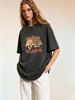 Vintage Desert Sunset Graphic T-Shirt Women Oversized Washed Cotton Retro Western Casual Tee_ecoleips.com